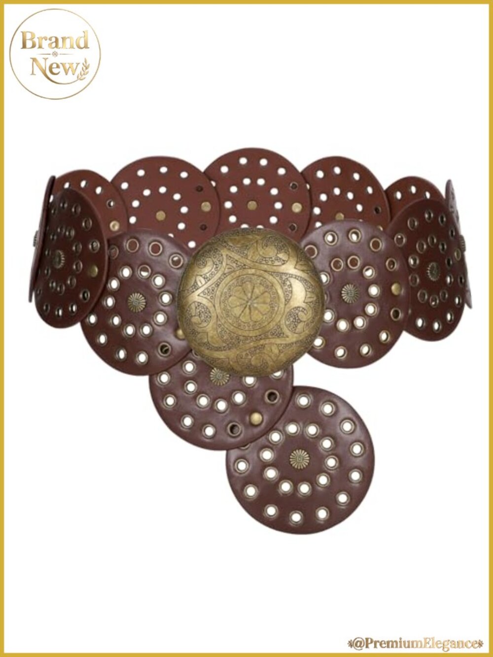 Faux leather western disc belt concho buckle wide